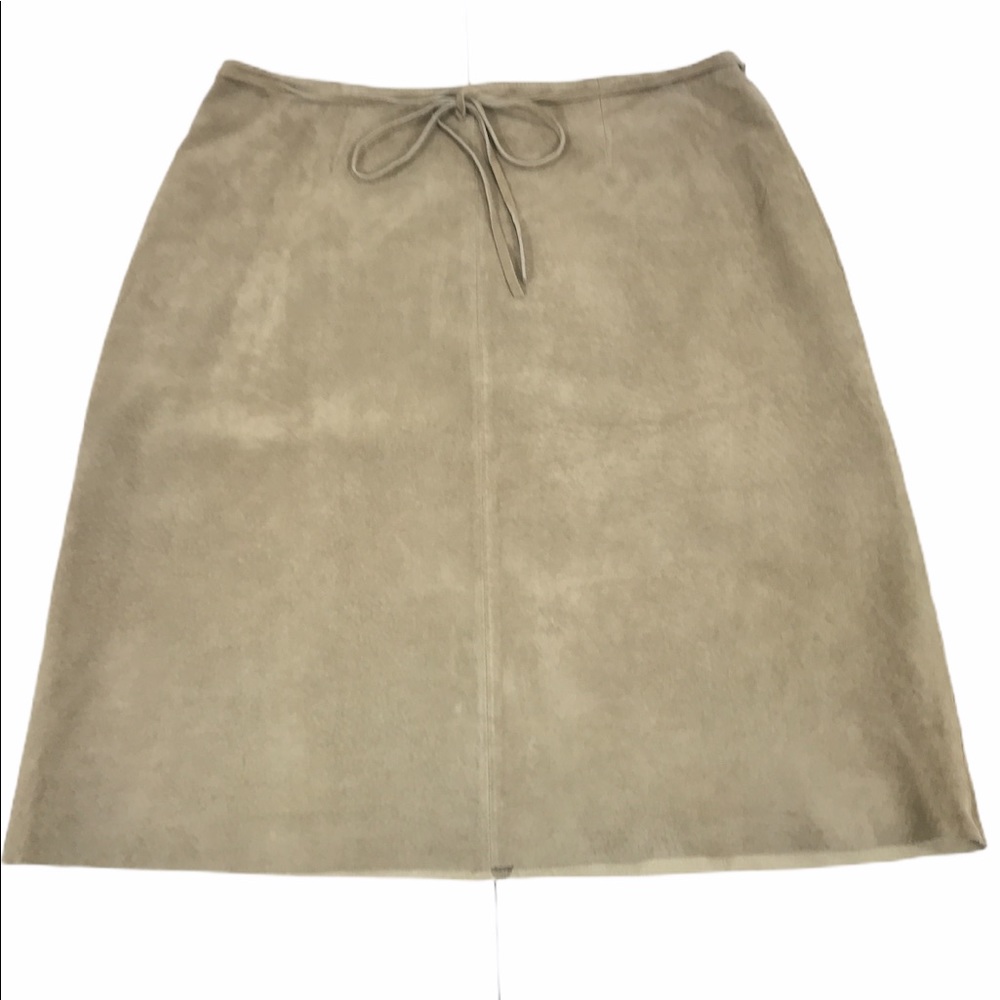Bagatelle Suede Skirt with Tie Taupe Size 12